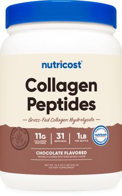 Nutricost Grass-Fed Collagen Powder 1LB (454 G) (Chocolate) - Grass Fed Bovine Collagen Hydrolysate - Collagen Peptides