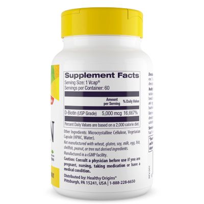 Healthy Origins Ultra-Potency Biotin (B7), 10,000 mcg - Supports Skin, Hair &amp; Nails - High-Grade Vitamin B7 - Non-GMO, Gluten-Free Biotin for Vegans - 150 Veggie Capsules