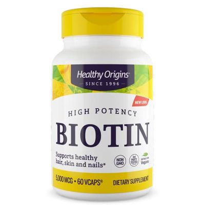 Healthy Origins Ultra-Potency Biotin (B7), 10,000 mcg - Supports Skin, Hair &amp; Nails - High-Grade Vitamin B7 - Non-GMO, Gluten-Free Biotin for Vegans - 150 Veggie Capsules