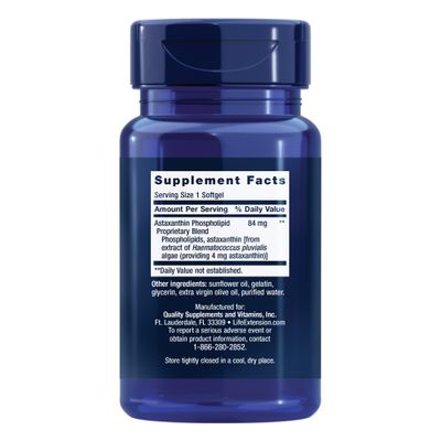 Life Extension Astaxanthin with Phospholipids 4 mg - For Eye & Heart Health + Metabolic & Cardiovascular Health - Supports Inflammatory & Immune Response - Gluten Free, Non-GMO - 30 Softgels