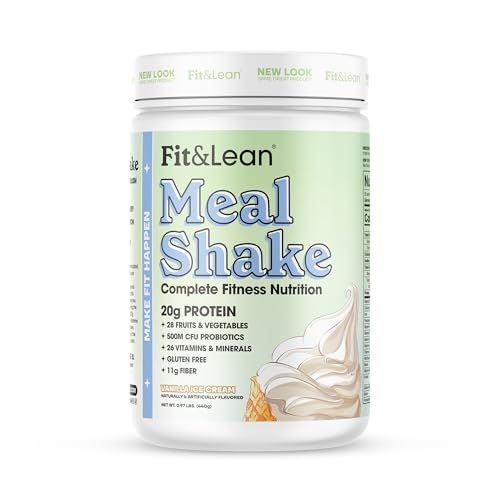 Fit &amp; Lean Meal Shake, Fat Burning Meal Replacement, Protein, Fiber, Probiotics, Vanilla, 1lb, 10 Servings Per Container
