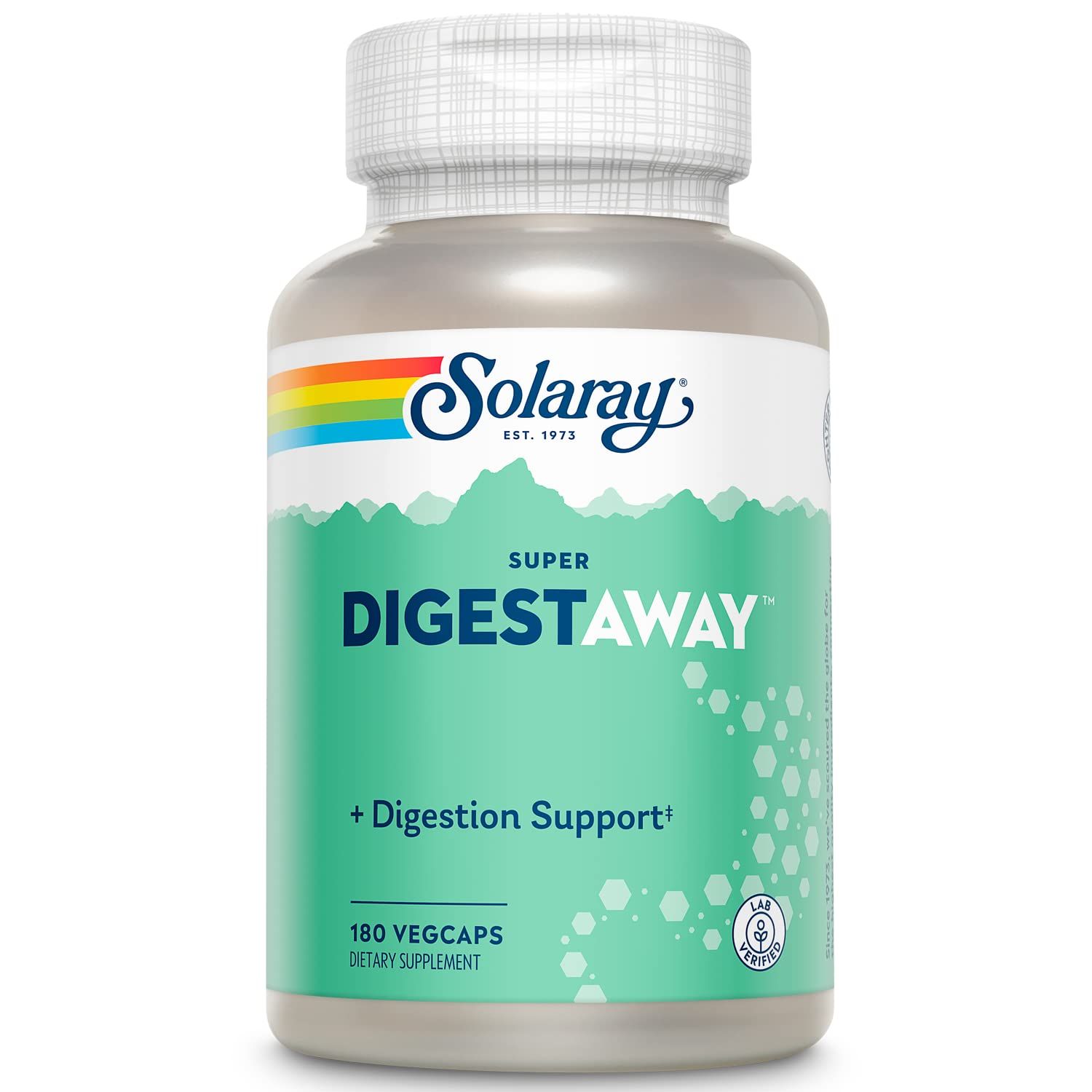 SOLARAY Super Digestaway Digestive Enzymes - Pancreatin, Papain, Ginger, Pepsin, Betaine HCl, Aloe Vera, and More - Digestion &amp; Nutrient Absorption Support - Lab Verified - 180 VegCaps
