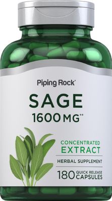 Piping Rock Sage 1600mg | 180 Capsules | Concentrated Herbal Extract | Non-GMO, Gluten Free Supplement