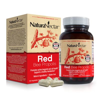 NaturaNectar Red Bee Propolis | NSF Contents Certified | Premium Brazilian Propolis | Ethical Beekeeping &amp; Naturally Sourced | 60 Capsules
