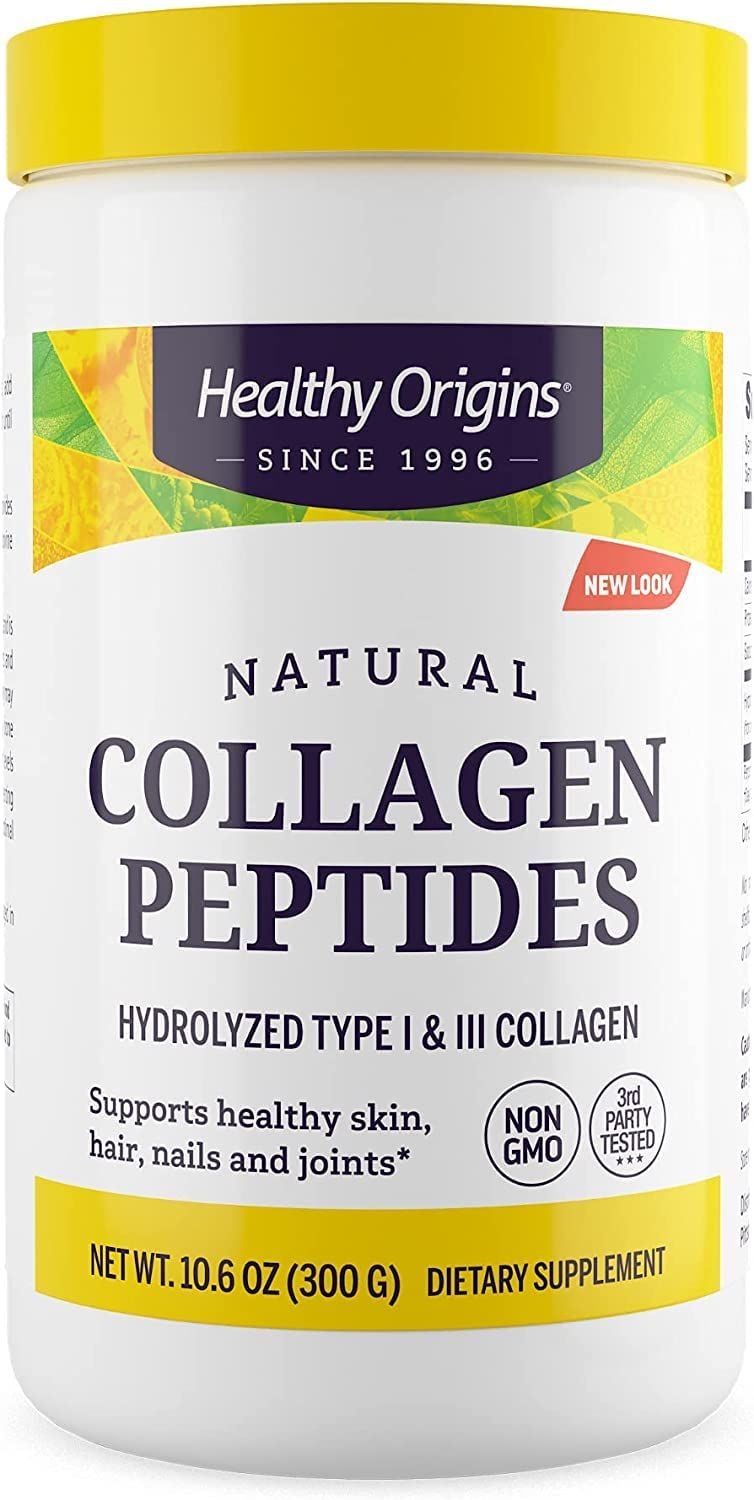 Healthy Origins Natural Collagen Peptides, 300 g - Aids Skin, Hair, Nails &amp; Joints - Grass-Fed Collagen Peptides Powder - Hydrolyzed Collagen - Gluten-Free &amp; Non-GMO Supplement - 10.6 Oz