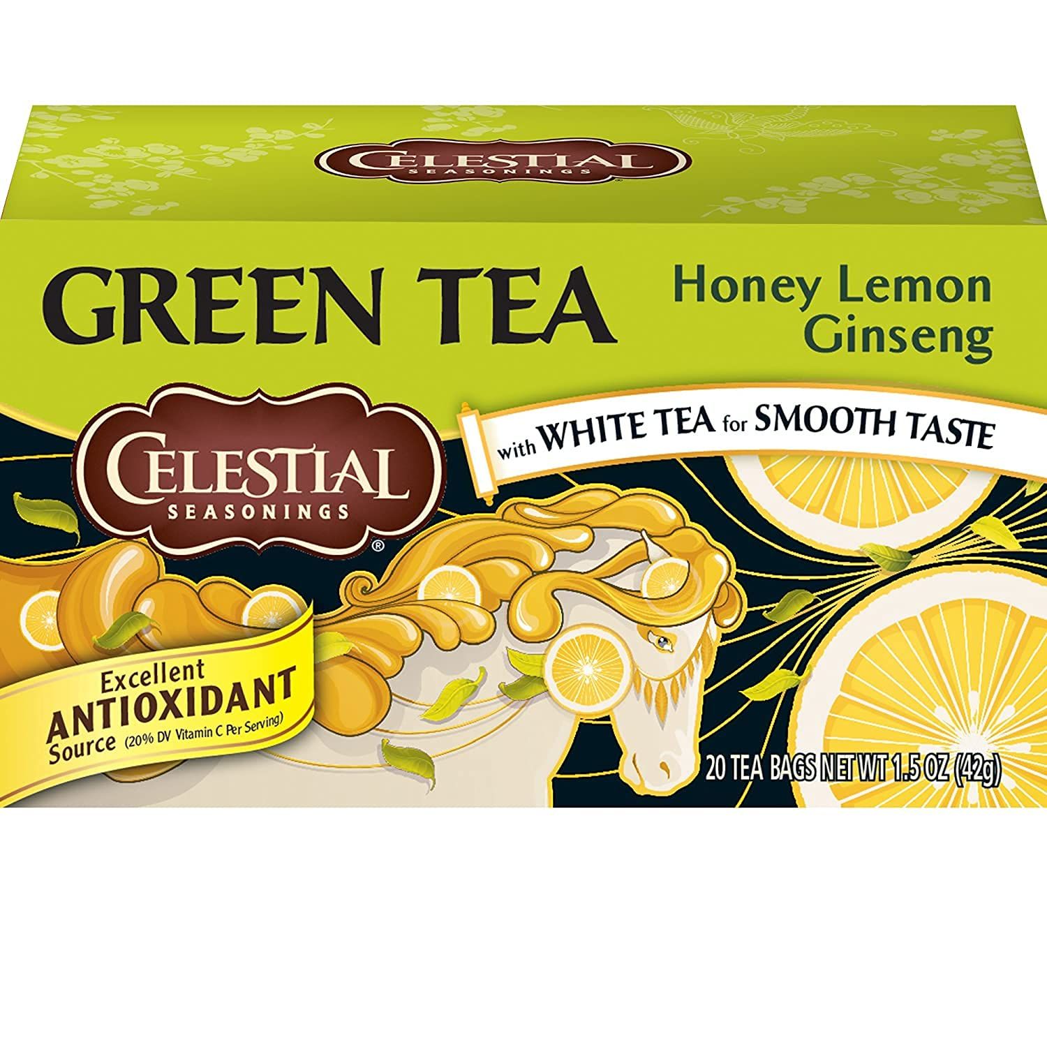 Celestial Seasonings Honey Lemon Ginseng Green Tea Bags, 20 ct (CELESTIAL618199)