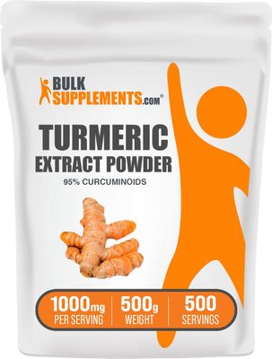 BulkSupplements.com Turmeric Extract Powder - from Turmeric Root, Curcumin Supplements 1000mg, Turmeric Curcumin Powder - Gluten Free, 1000mg per Serving, 500g (1.1 lbs) (Pack of 1)