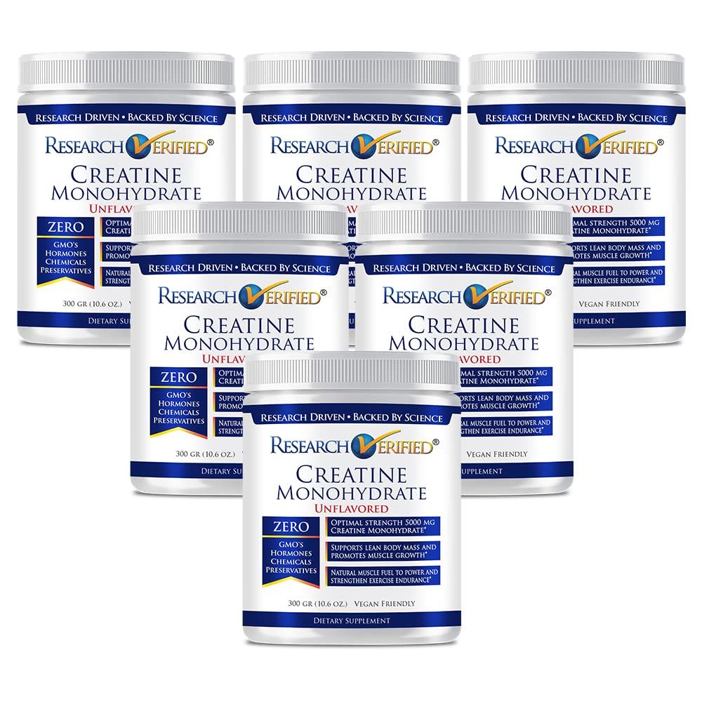 Research Verified Creatine Monohydrate - Support Optimal Muscle Growth, Enhance Performance - 5000mg Creatine Monohydrate - BioPerine - 360 Servings - Unflavored - Vegan