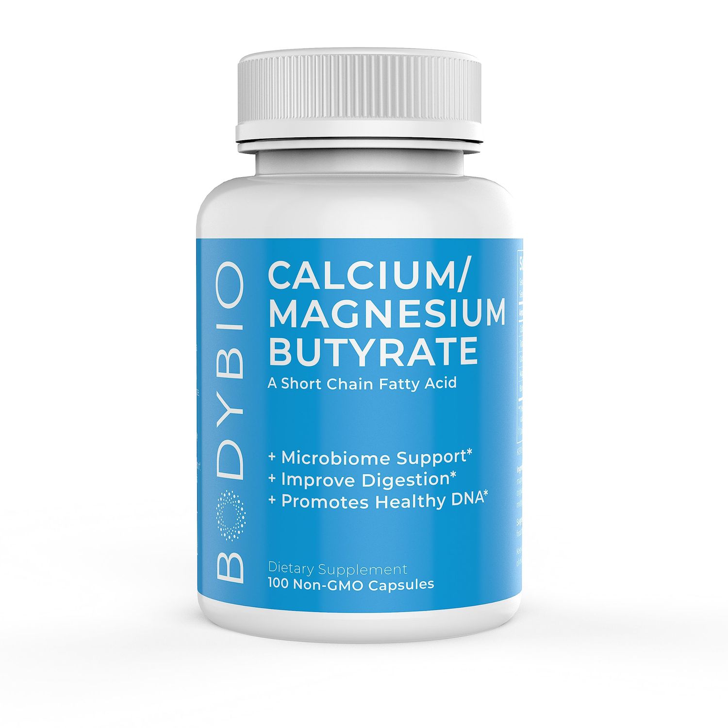 BodyBio Butyrate with Calcium &amp; Magnesium - Supports Healthy Digestion, Gut &amp; Microbiome - Leaky Gut Repair - Control Bloating - Fuel for Healthy Gut - 100 Capsules