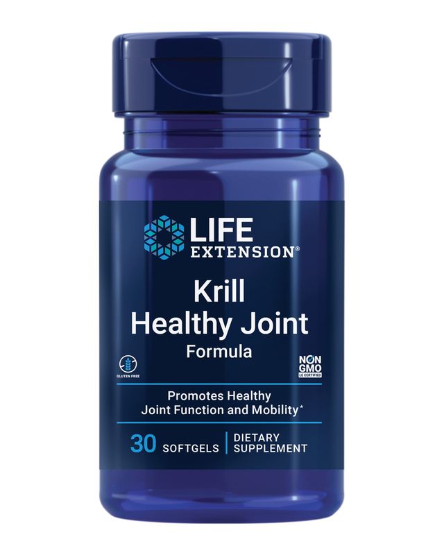 Life Extension Krill Healthy Joint Formula, Krill Oil, hyaluronic Acid, The carotenoid astaxanthin for Healthy Joints, Healthy Body, Gluten-Free, Non-GMO, 30 softgels