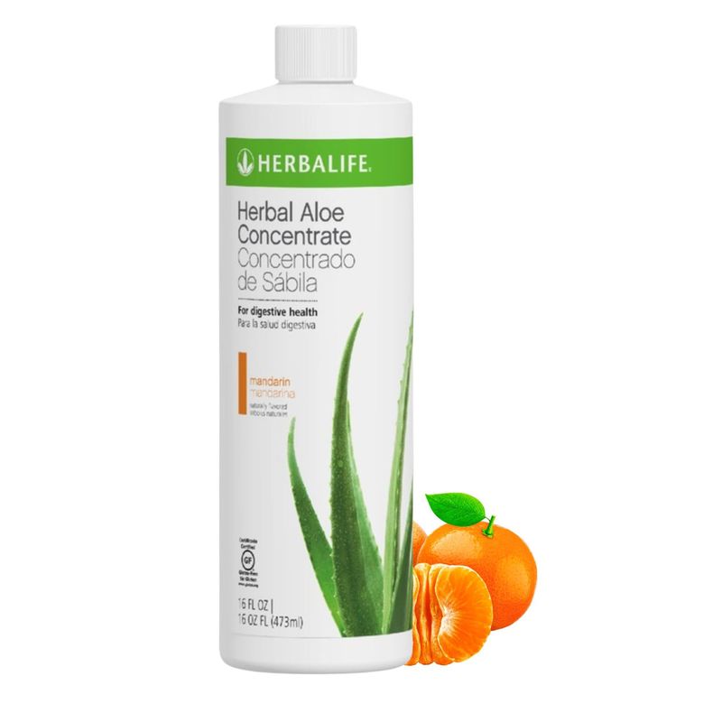Herbalife Aloe Concentrate Pint: Mandarin Flavor 16 FL Oz (473 ml) for Digestive Health with Premium-Quality Aloe, Gluten-Free, 0 Calories, 0 Sugar, Naturally Flavored
