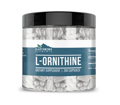 Earthborn Elements (200 Capsules L-Ornithine HCl, Amino Acid, Protein Synthesis