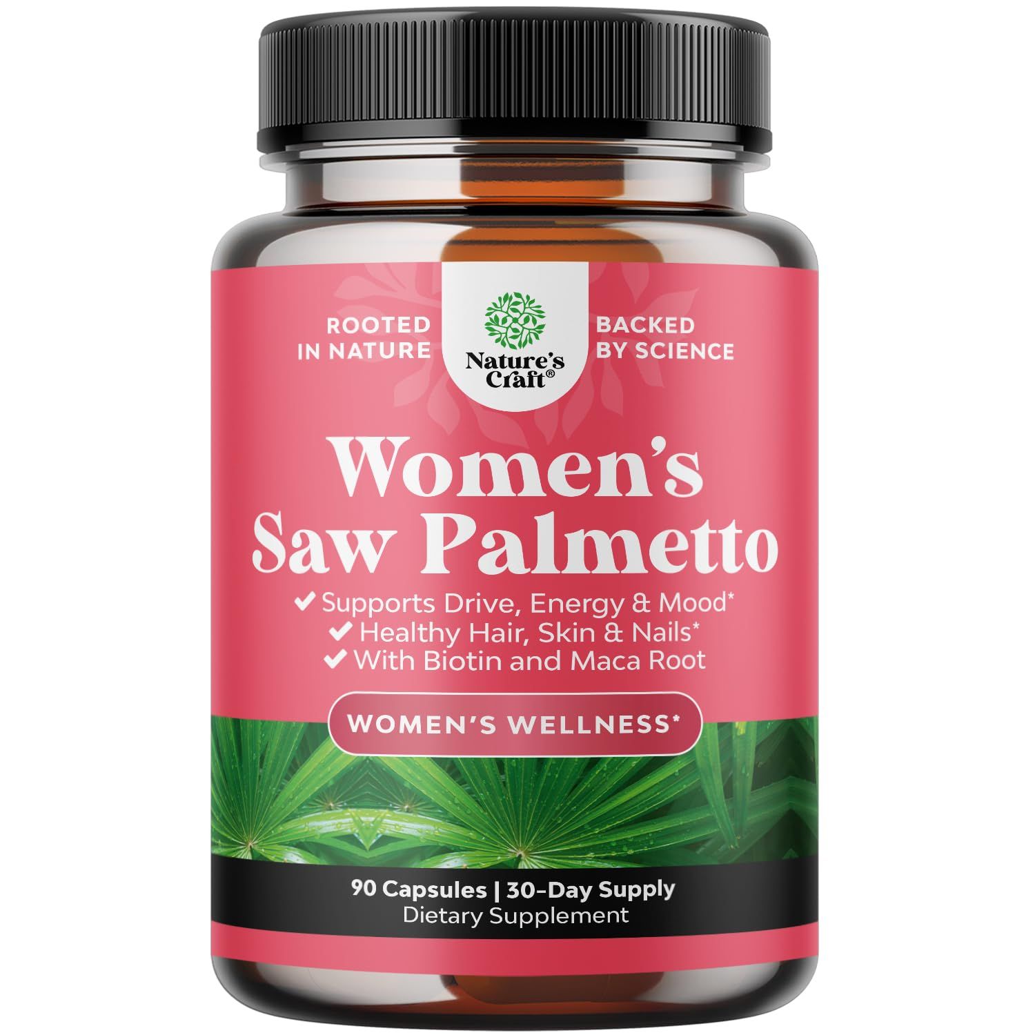 Extra Strength Saw Palmetto for Women - DHT Blocker Restoring Hair Vitamins for Hair Health - 500mg Pure Saw Palmetto Capsules with Maca Root &amp; Biotin for Stronger Thicker Healthier Looking Hair