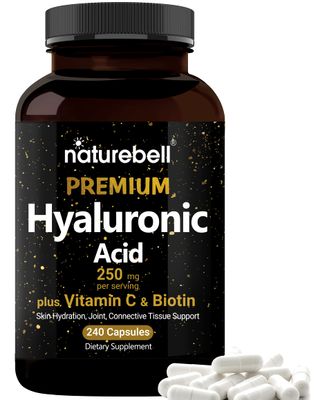 NatureBell Hyaluronic Acid Supplements 250mg | 240 Capsules, with Biotin 5000mcg &amp; Vitamin C 25mg, 3 in 1 Support - Skin Hydration, Joint Lubrication, Hair and Eye Health