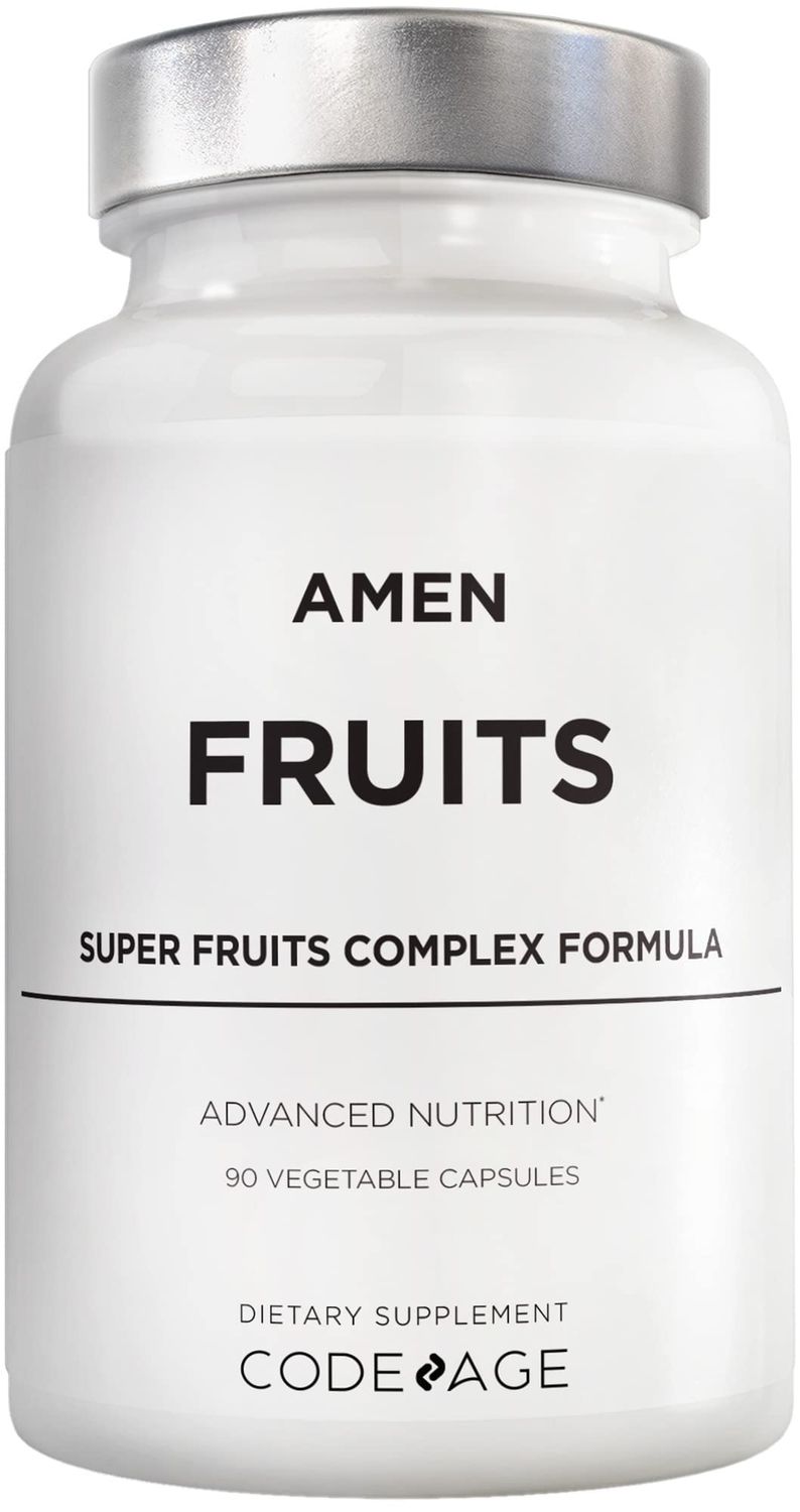 Amen Fruits, Daily Fruits Vitamins Supplements, Over 20 Whole Fruit Extracts - Raw Multivitamin, Berries, Antioxidant Polyphenols Superfood &amp; Flavonoids - Tropical Fruits - Non-GMO - 90 Capsules