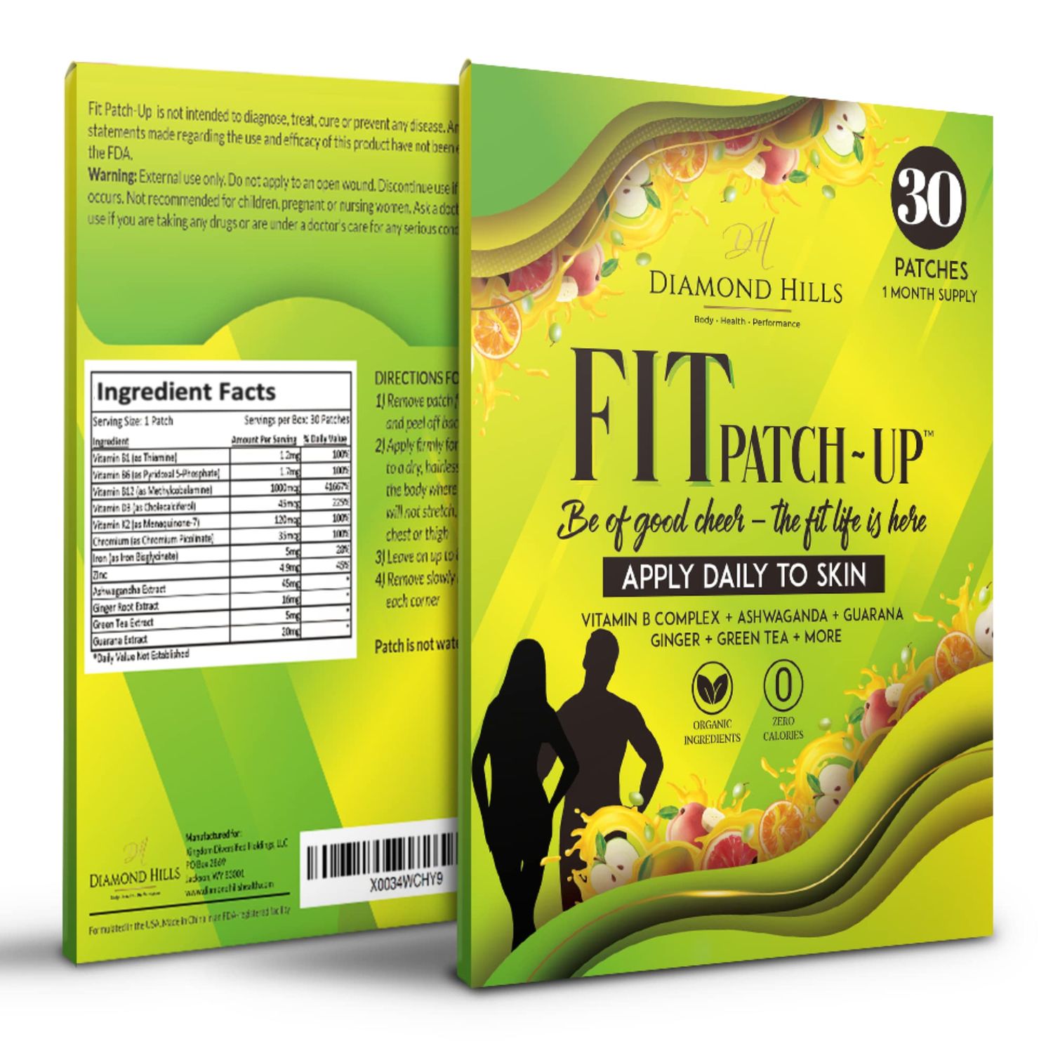 Diamond Hills Fit Patch-Up - 30ct Daily B12 Patches