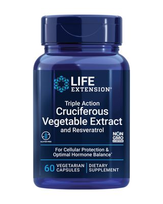 Life Extension Triple Action Cruciferous Vegetable Extract &amp; Resveratrol, Broccoli, Cabbage, resveratrol, Supports Cellular Protection, Gluten-Free, Non-GMO, Vegetarian, 60 Capsules