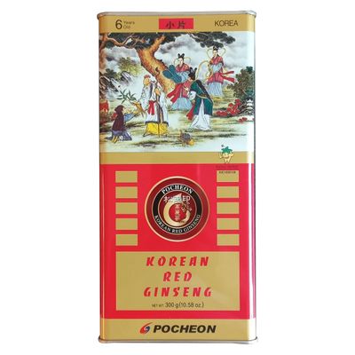 Pocheon 300g Korean Canned Dried Panax Red Ginseng 6 Years Cut Grade 300-Small (34 Roots), Natural Immune Support