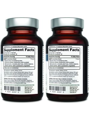Quality of Life 2 Pack AHCC Kinoko Platinum 750 mg- Premium Immune Support Supplement 60 Count Bottles