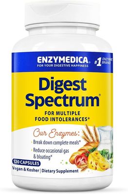 Enzymedica Digest Spectrum, Digestive Enzymes for Multiple Food Intolerances, Offers Fast-Acting Gas &amp; Bloating Relief, 120 Count