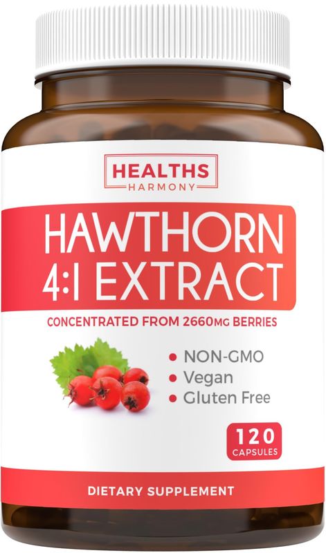 Super Potent Hawthorn Berry Extract Capsules - Hawthorn Berry Supplement Made from Extra Strength Concentrate to Support Heart and Digestive Health - Vegan Non-GMO &amp; Gluten Free (4 Month Supply)