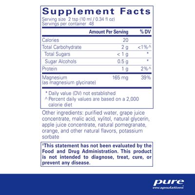 Pure Encapsulations Magnesium Glycinate Liquid - Supports Bone Health &amp; Heart Health* - Vegan, Gluten Free &amp; Non-GMO - 16.2 fl oz