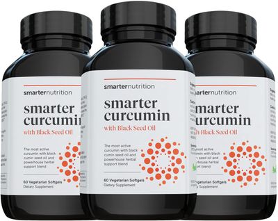 Smarter Nutrition Curcumin Softgels - Potent &amp; Bioavailable, Active Curcumin Standardized to 95% Tetrahydrocurcuminoids with AstraGin Black Cumin Seed Oil &amp; Ginger (60 Count (Pack of 3)