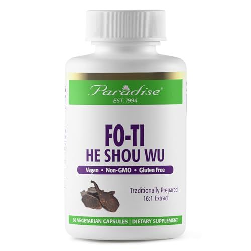 Paradise Herbs Fo Ti/He Shou Wu Root Extract, Dietary Supplement for Hair &amp; Skin Health, Gluten Free, 60 Vegetarian Capsules