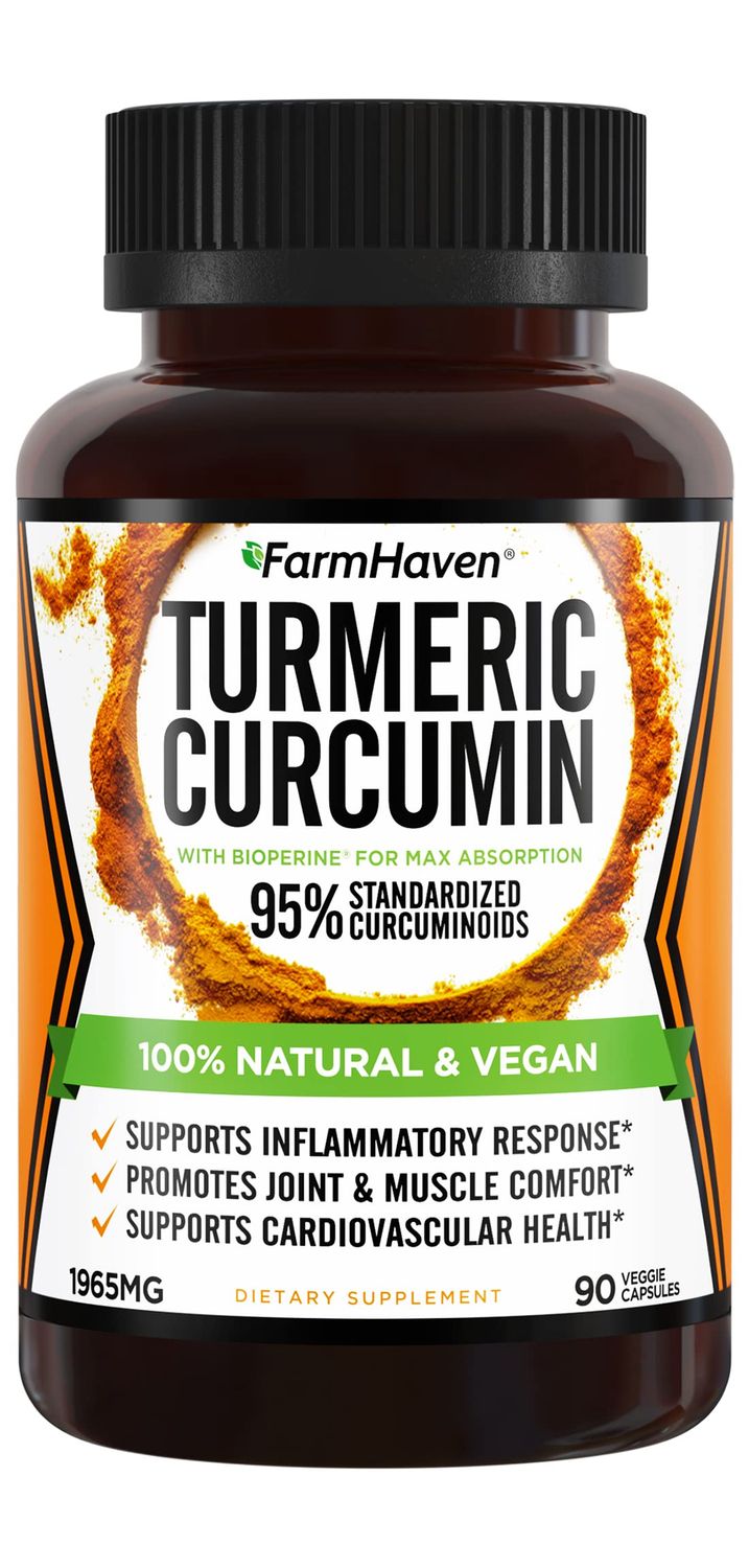 Turmeric Curcumin with BioPerine Black Pepper &amp; 95% Curcuminoids, 1965mg, Maximum Absorption for Joint Support, Non-GMO Turmeric Capsules, Made in USA - 90 Veg Caps