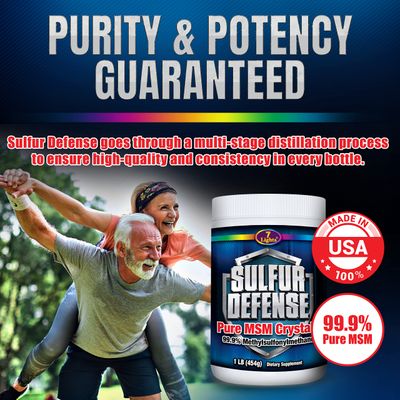 Sulfur Defense Opti-MSM 99.9% Pure MSM Powder Made in The USA - Organic Methylsulfonylmethane Crystals - Vegan, Non-GMO, Gluten-Free - 16 Fl Oz