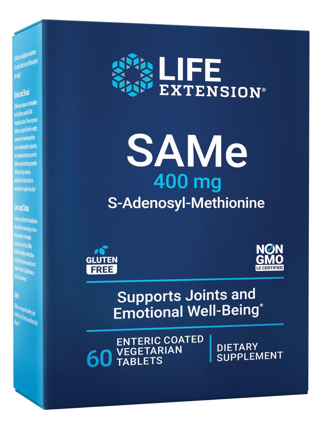 Life Extension Same 400mg (S-Adenosyl-Methionine) - Supplement for Joint &amp; Liver Support - Non-GMO, Gluten-Free, Tablet, 60 Count