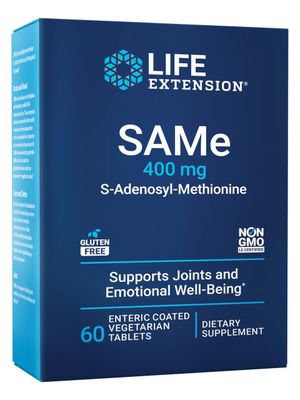 Life Extension Same 400mg (S-Adenosyl-Methionine) - Supplement for Joint &amp; Liver Support - Non-GMO, Gluten-Free, Tablet, 60 Count