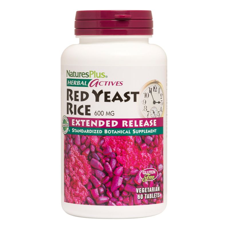 Natures Plus Herbal Actives Red Yeast Rice Extended Release 600 mg - 60 Tablets, Pack of 2 - Supports General Well-Being - Vegetarian, Gluten Free - 120 Total Servings