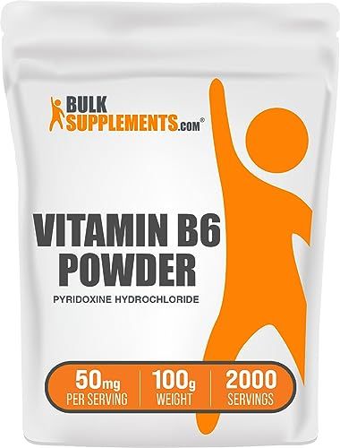 BulkSupplements.com Pyridoxine HCl Powder - Vitamin B6 Supplement, Vitamin B6 50mg - for Immune Support, Gluten Free, 50mg of Pyridoxine B6 per Serving, 100g (3.5 oz) (Pack of 1)