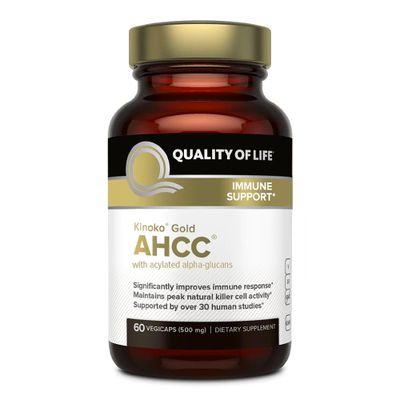 Premium Kinoko Gold AHCC Supplement-500mg of AHCC per Capsule-Supports Immune Health, Liver Function, Maintains Natural Killer Cell Activity &amp; Enhances Cytokine Production-60 Veggie Capsules