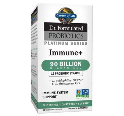 Garden of Life Dr. Formulated Probiotics Platinum Series Immune+ 90 Billion CFU Guaranteed, One a Day Probiotic Supplement Acidophilus &amp; Rhamnosus, Vegan, Non-GMO Immune System Support, 30 Capsules