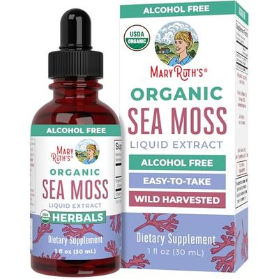 MaryRuth&#39;s USDA Organic Irish Sea Moss Liquid Drops | Organic Irish Moss | Chondrus crispus | Formulated for Adults &amp; Kids Ages 14+ | Unflavored | Sugar Free | Vegan | Non-GMO | 1 Fl Oz