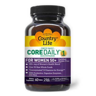 Country Life CORE Daily-1 for Women 50+ Multivitamin - Formulated for Women Over 50, Complete Daily Nutrition with Women&#39;s Health Blend, Coenzymated B Vitamins, Probiotics, and Digestive Enzymes