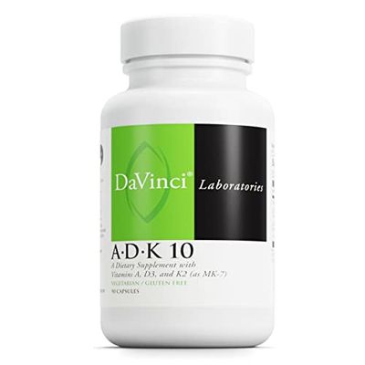 DAVINCI Labs ADK 10 - Helps Support Bone, Heart &amp; Immune Health* - Dietary Supplement with Vitamins A, D3 &amp; K2 (as MK-7) - Vegetarian, Gluten Free &amp; Soy Free - 90 Capsules