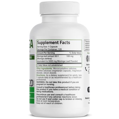 Bronson Moringa Extra Strength Capsules Moringa Oleifera Powder, 120 Count