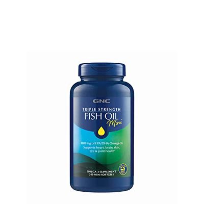 GNC Triple Strength Omega-3 Fish Oil Mini&#39;s 1000mg | Heart, Brain, Joint &amp; Eye Support with EPA &amp; DHA | Non-GMO Gluten Free | 240 Mini Softgels