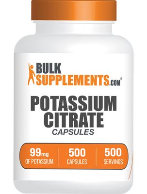 BulkSupplements.com Potassium Citrate Capsules - Potassium Supplement, Potassium Citrate 99mg - Potassium Citrate Supplement, Potassium Pills - 1 Capsule per Serving, 500 Capsules (Pack of 1)