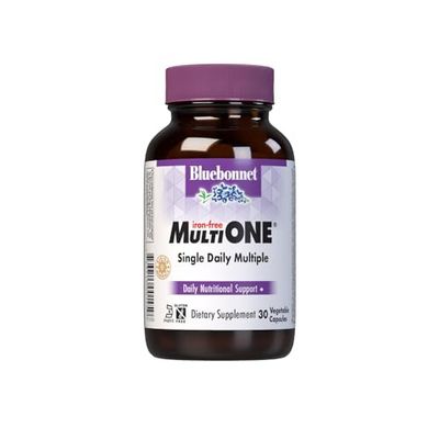 Bluebonnet Nutrition Multi ONE (Iron-Free), Daily Nutritional Support*, Kosher Certified, Gluten-Free, Dairy-Free, Vegetarian Friendly, 30 Vegetable Capsules, 30 Servings