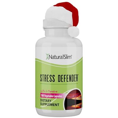 NaturalSlim Stress Defender L Tyrosine &amp; Pantothenic Acid (Vitamin B5) - Natural Supplements for Energy, Focus, Cortisol Level and Stress Support - Keto Friendly - 180 Vegetable Capsules