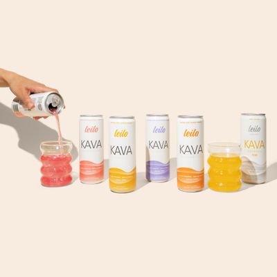 Leilo Calm in a Can | Sparkling Relaxation Drink with Kava | All Natural &amp; Gluten Free | Sunset Variety + Lite, 12 ounce, Pack of 6 | Packaging May Vary