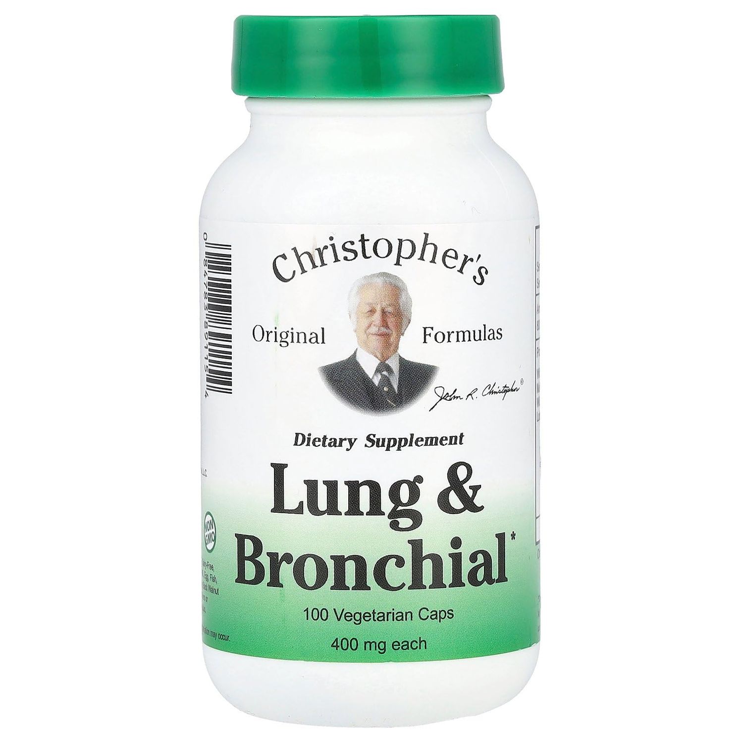 Dr. Christopher&#39;s Unisex Lung &amp; Bronchial Formula Vegetarian Capsules 100 Count 400 mg Each