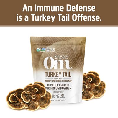 OM Mushroom Superfood Turkey Tail Organic Mushroom Powder Pouch, 7.05 Ounce, 100 Servings, Immune Support, Polysacchrides, Beta-Glucans, Gut Health &amp; Holistic Defense Mushroom Supplement