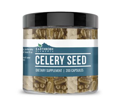 Earthborn Elements Celery Seed 200 Capsules, Pure &amp; Undiluted, No Additives