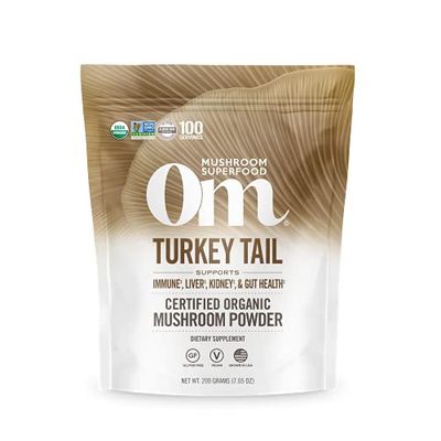 OM Mushroom Superfood Turkey Tail Organic Mushroom Powder Pouch, 7.05 Ounce, 100 Servings, Immune Support, Polysacchrides, Beta-Glucans, Gut Health &amp; Holistic Defense Mushroom Supplement