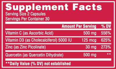 ImmunoBlaster Zinc Quercetin 500mg with Vitamin D and C Antioxidant Immune Support High Potency Quercetin Zinc Supplement for Men and Women - Gluten, Soy, &amp; Dairy Free - 60 Count (Pack of 1)